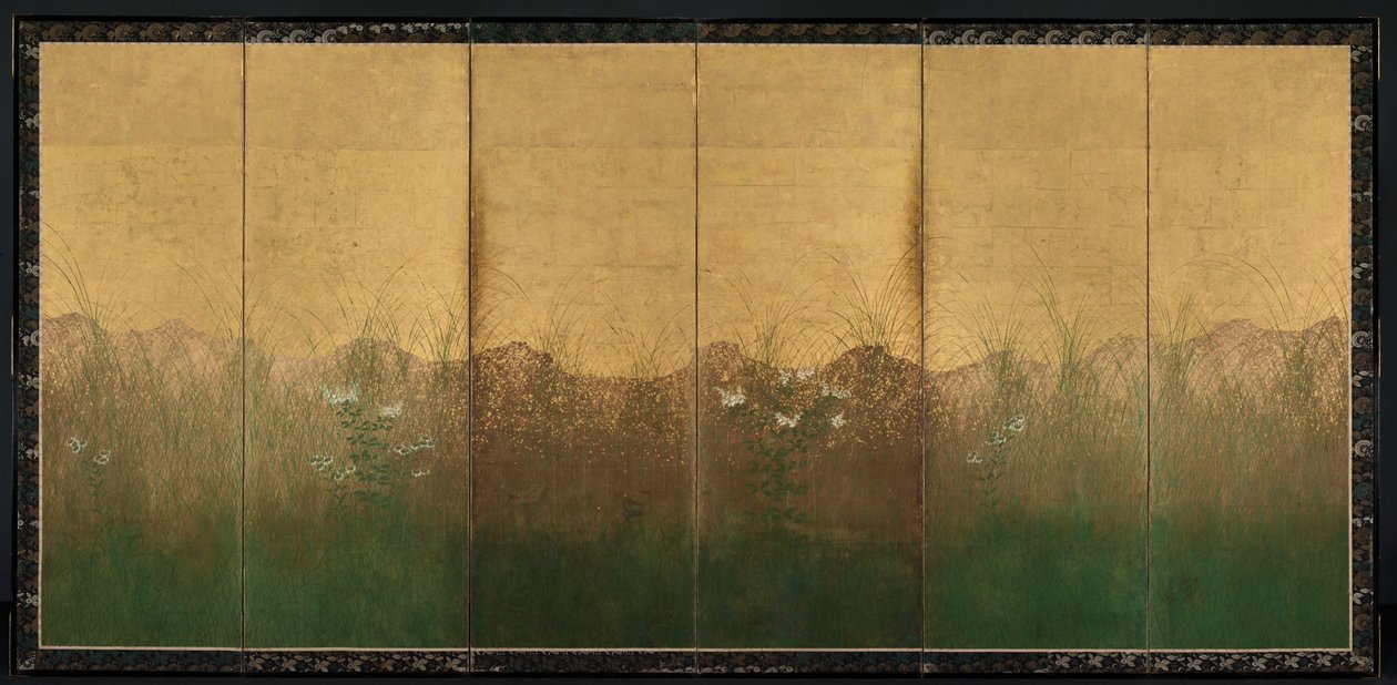Herfstavond met volle maan op de Musashino-vlakte, vroege 1600s door Unbekannt