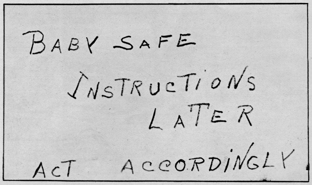 Baby Safe Instructions Later Act Accordingly door Unbekannt
