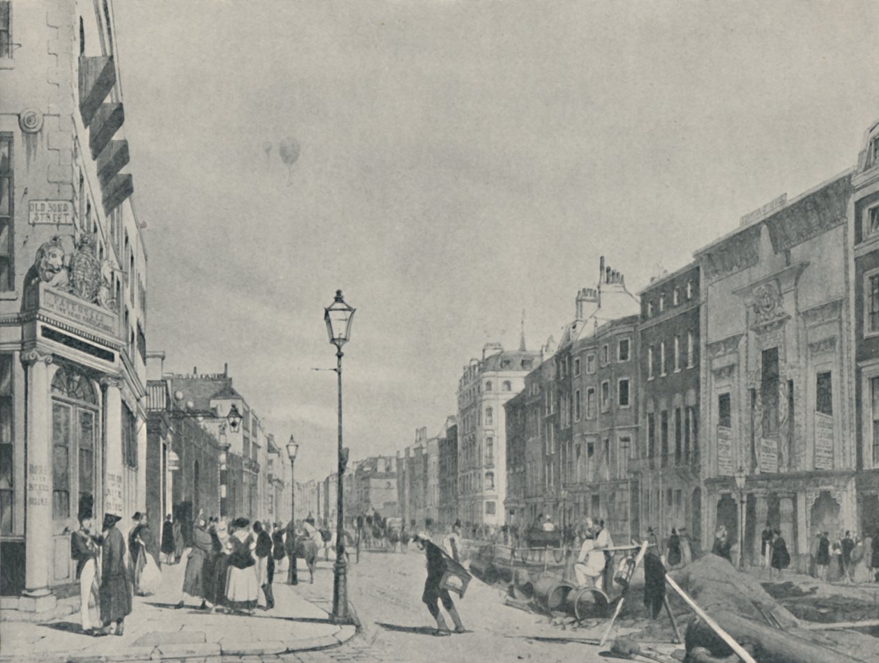 Ballonnen boven Piccadilly, 1842, 1920 door Unbekannt