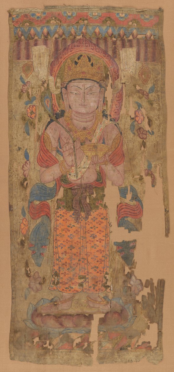 Banier met Bodhisattva, mogelijk Mahamayuri, 9e-10e eeuw door Unbekannt