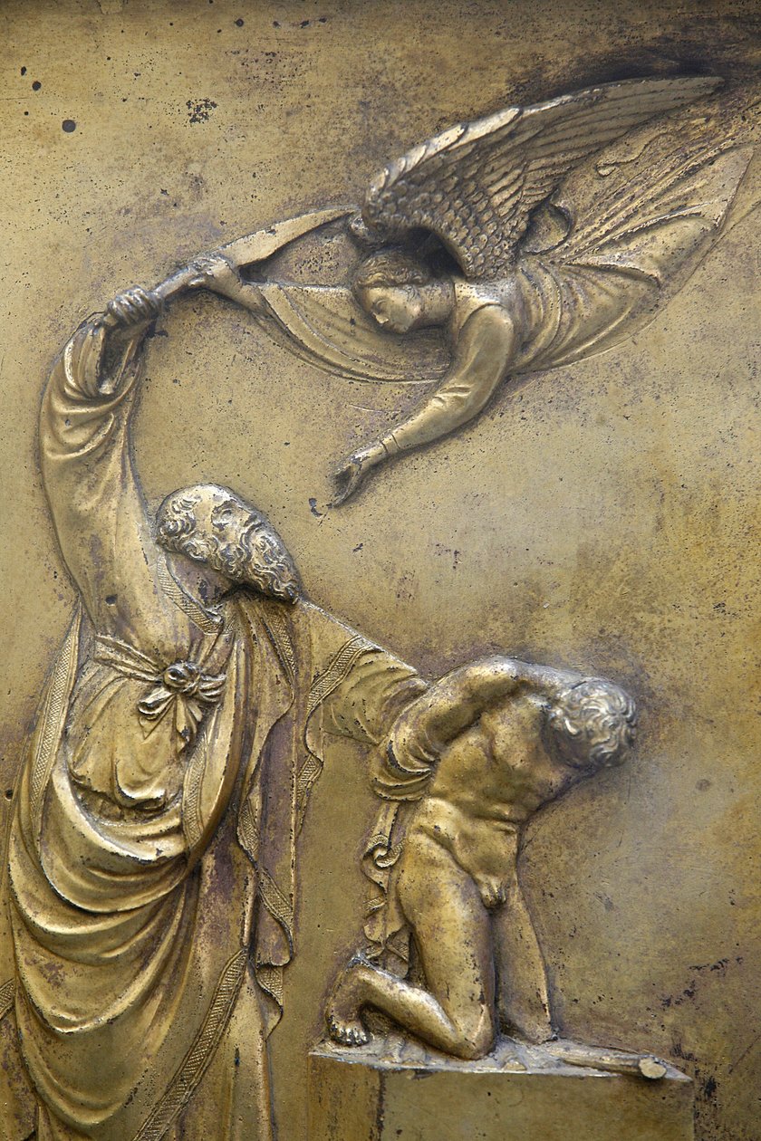 Doopkapel van San Giovanni. Poort van het Paradijs. Abraham offert Isaac Florence, Italië door Unbekannt