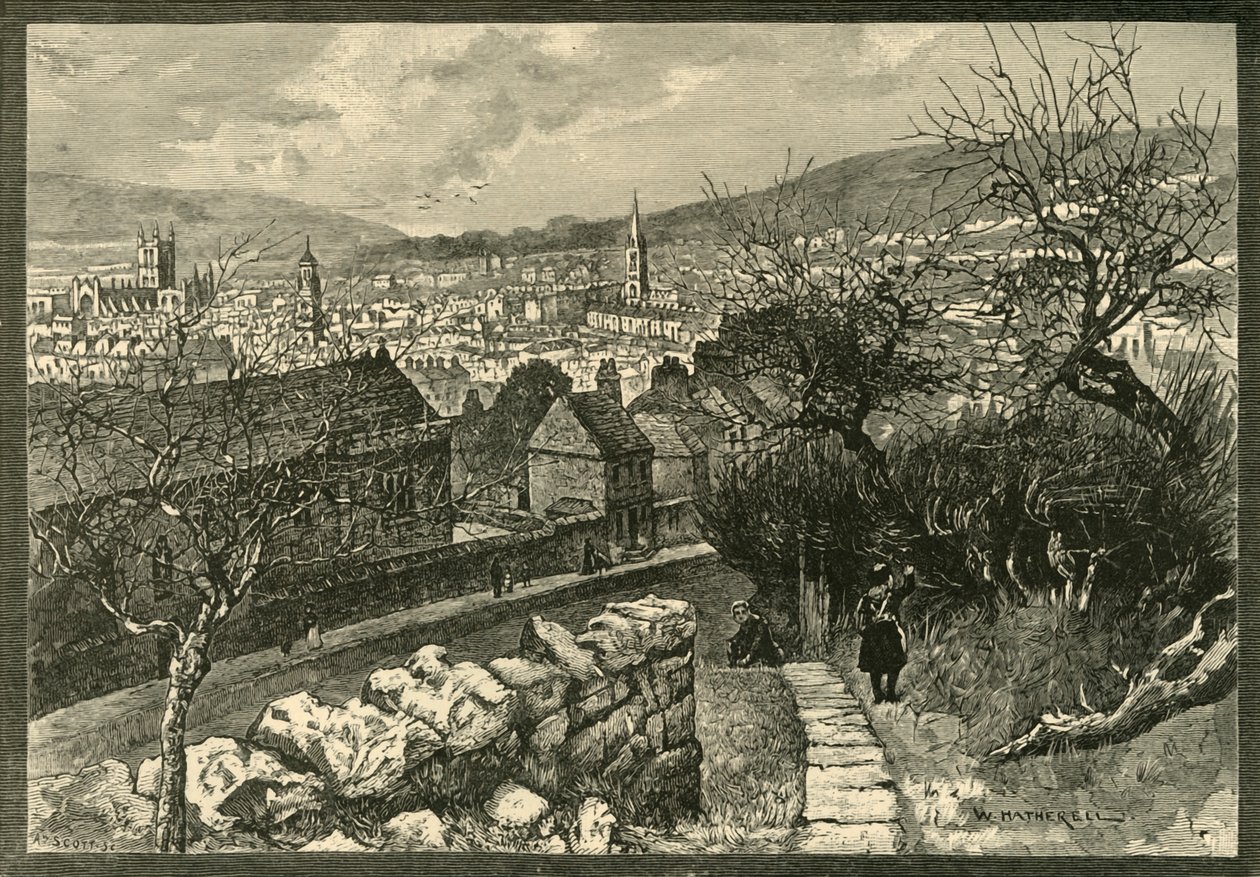 Bad, vanaf Beechen Cliff, 1898 door Unbekannt