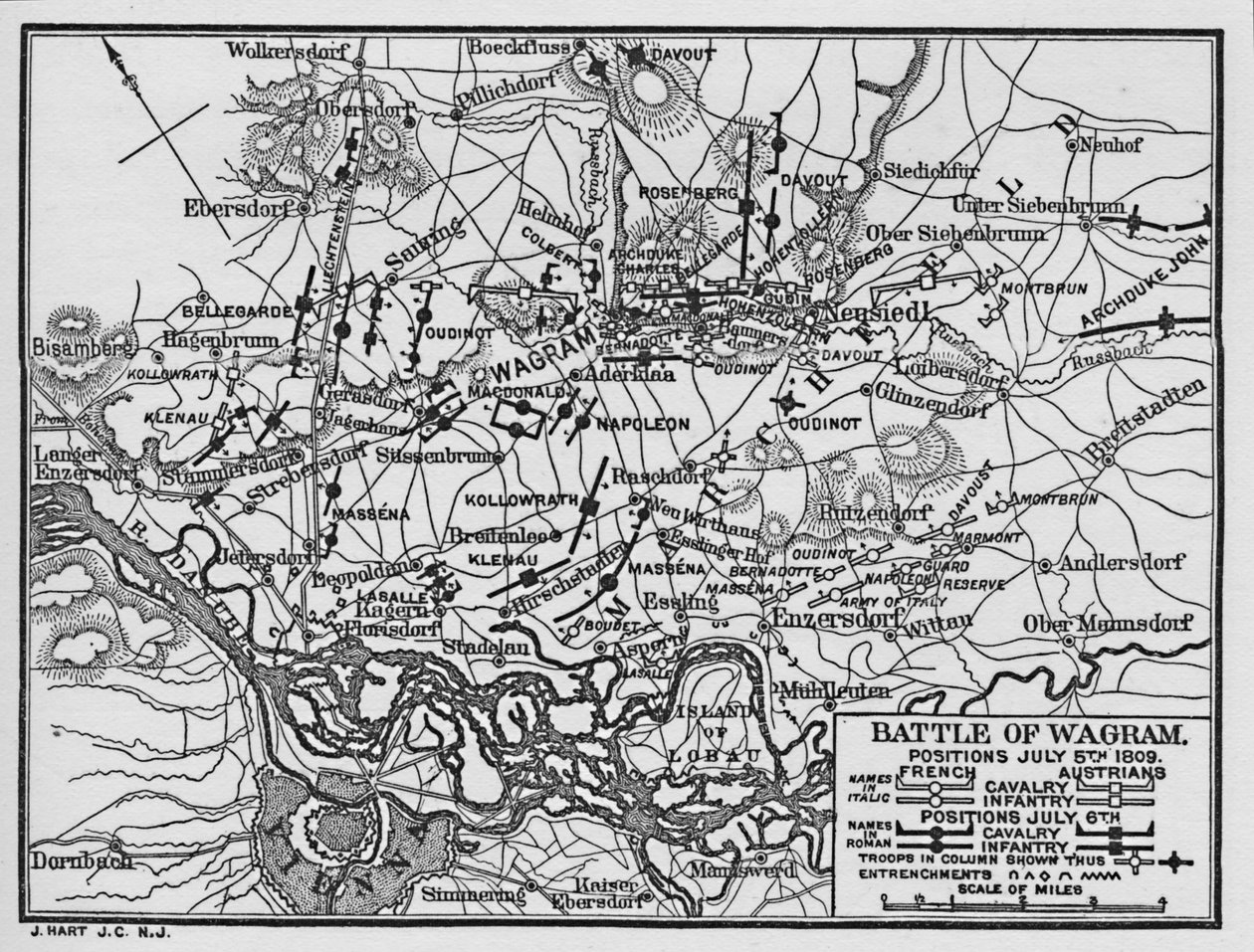 Slag bij Wagram, posities 5 juli 1809, 1896 door Unbekannt