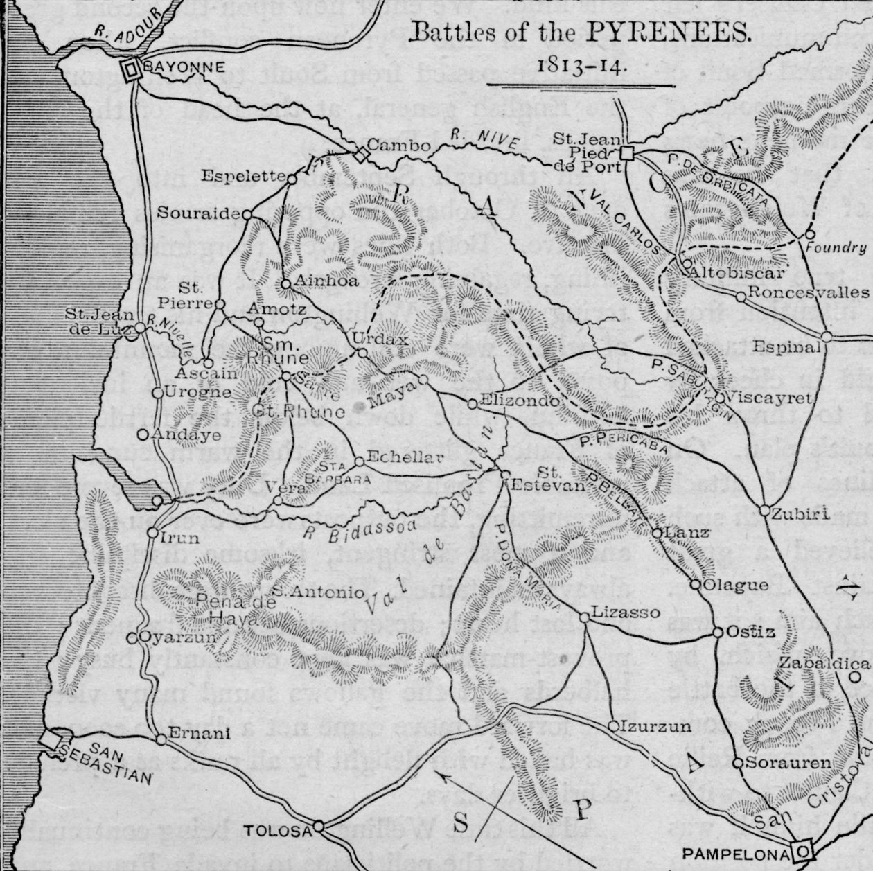 Slagen van de Pyreneeën: schetskaart, 1902 door Unbekannt