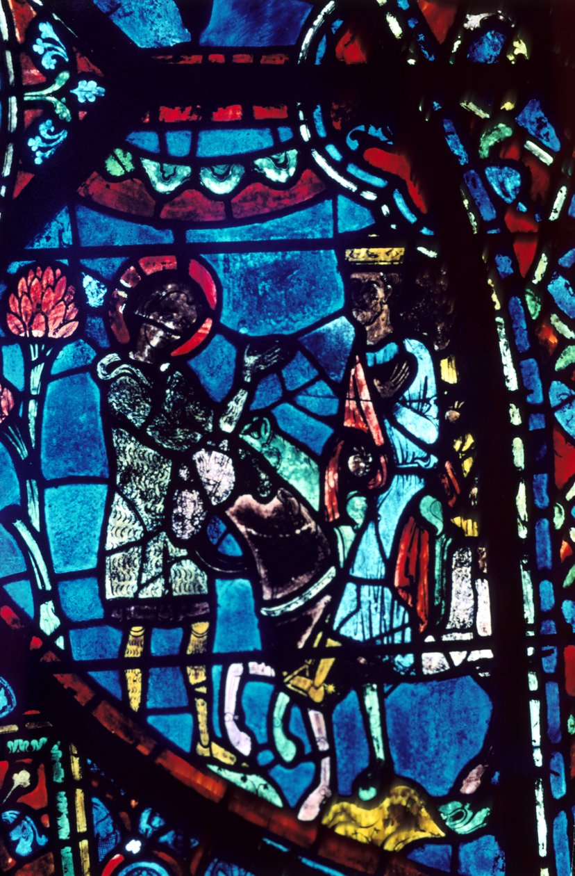 Baudoin vertelt Karel de Grote over de dood van Roland, glas-in-lood, Kathedraal van Chartres, 1194-1260 door Unbekannt