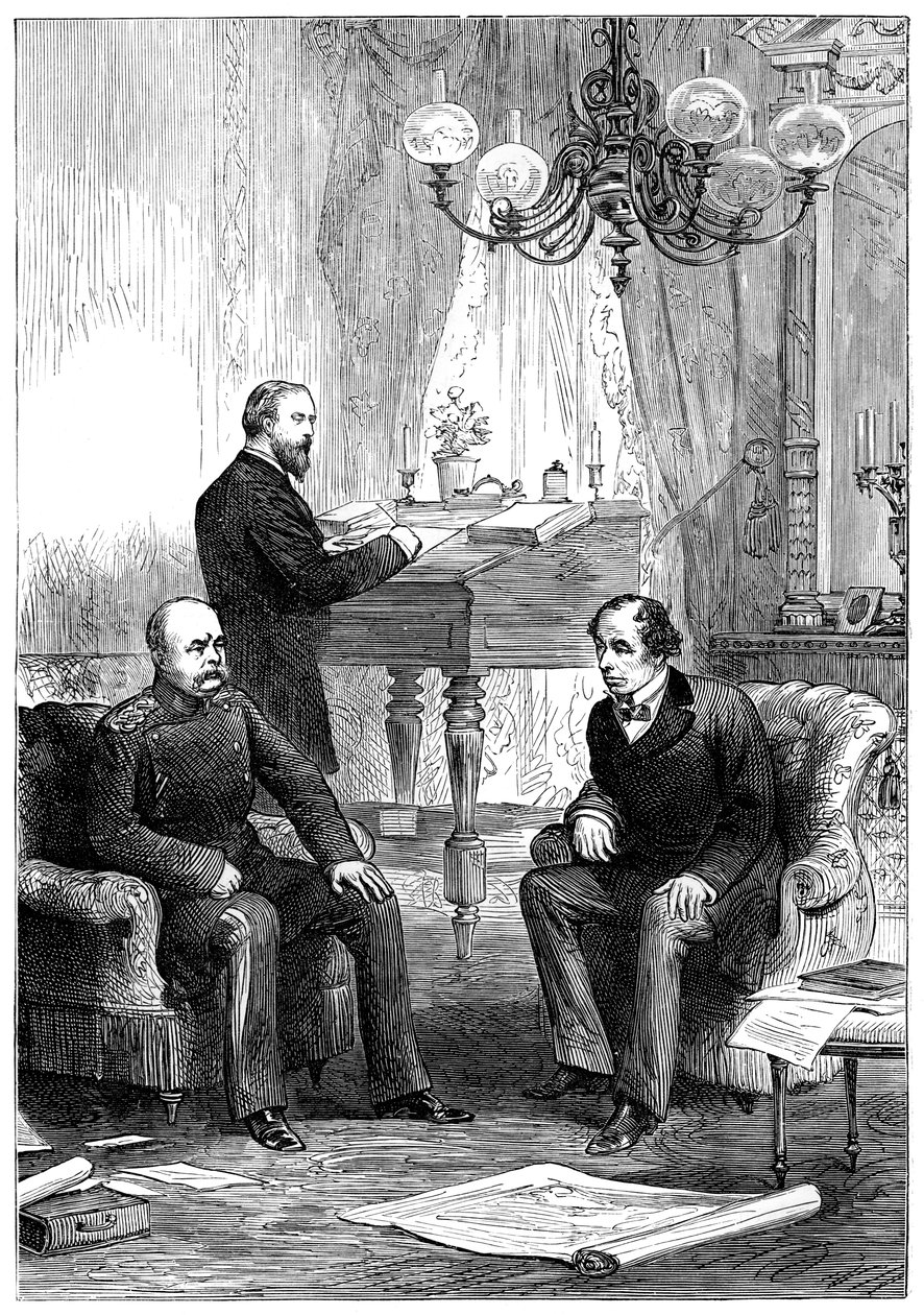 Benjamin Disraeli 1804-1881 ontmoet Otto von Bismarck 1815-1898, Berlijn, 1878 door Unbekannt