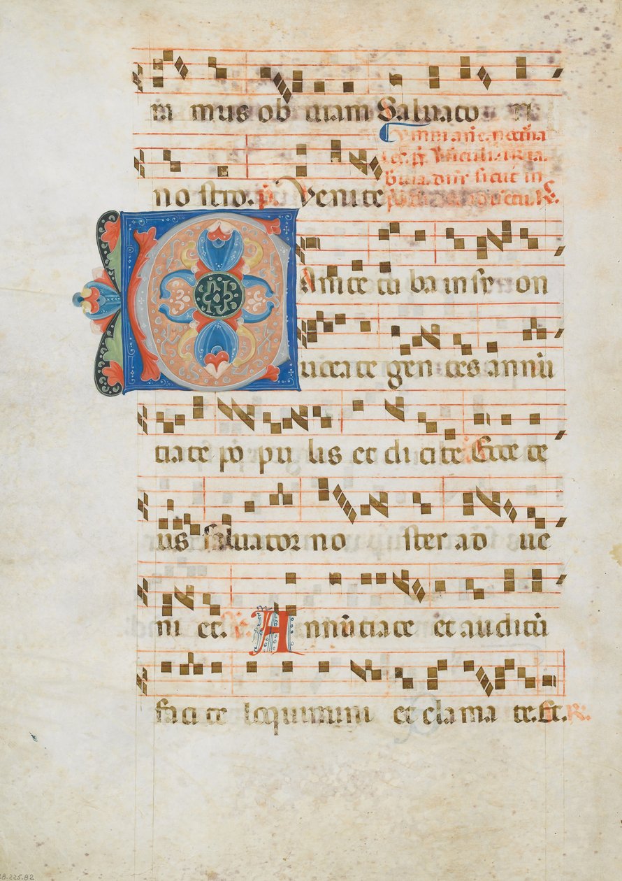 Bifolium met Initiaal C, uit een antifonarium, Italiaans, ca. 1320 door Unbekannt