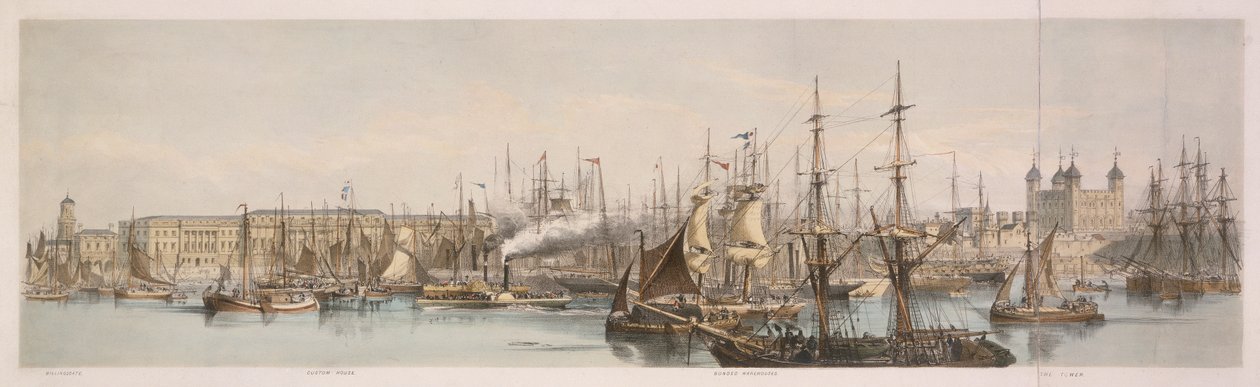 Billingsgate, Custom House en de Tower of London door Unbekannt