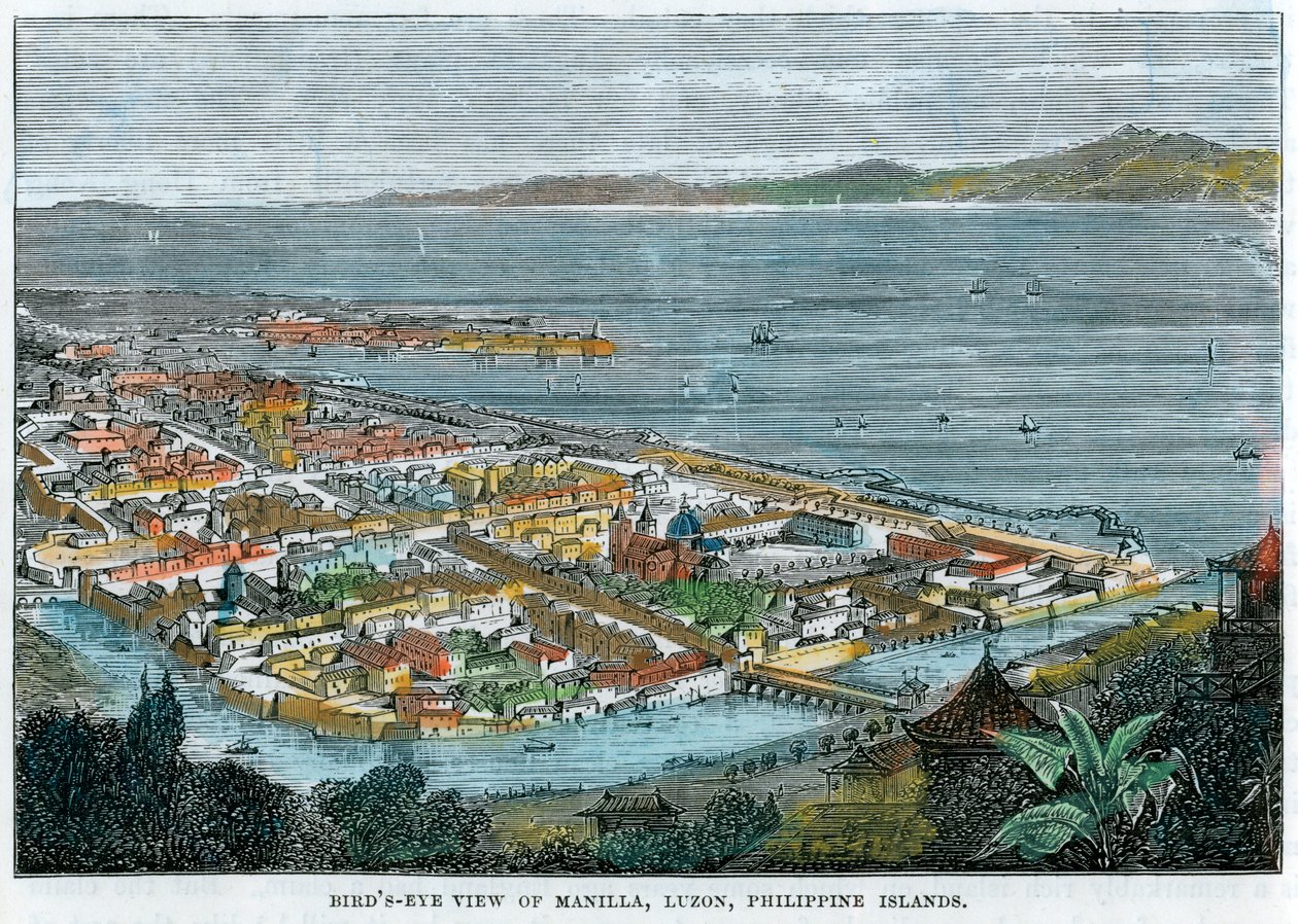Vogelperspectief van Manilla, Luzon, Filippijnse Eilanden, ca. 1880 door Unbekannt