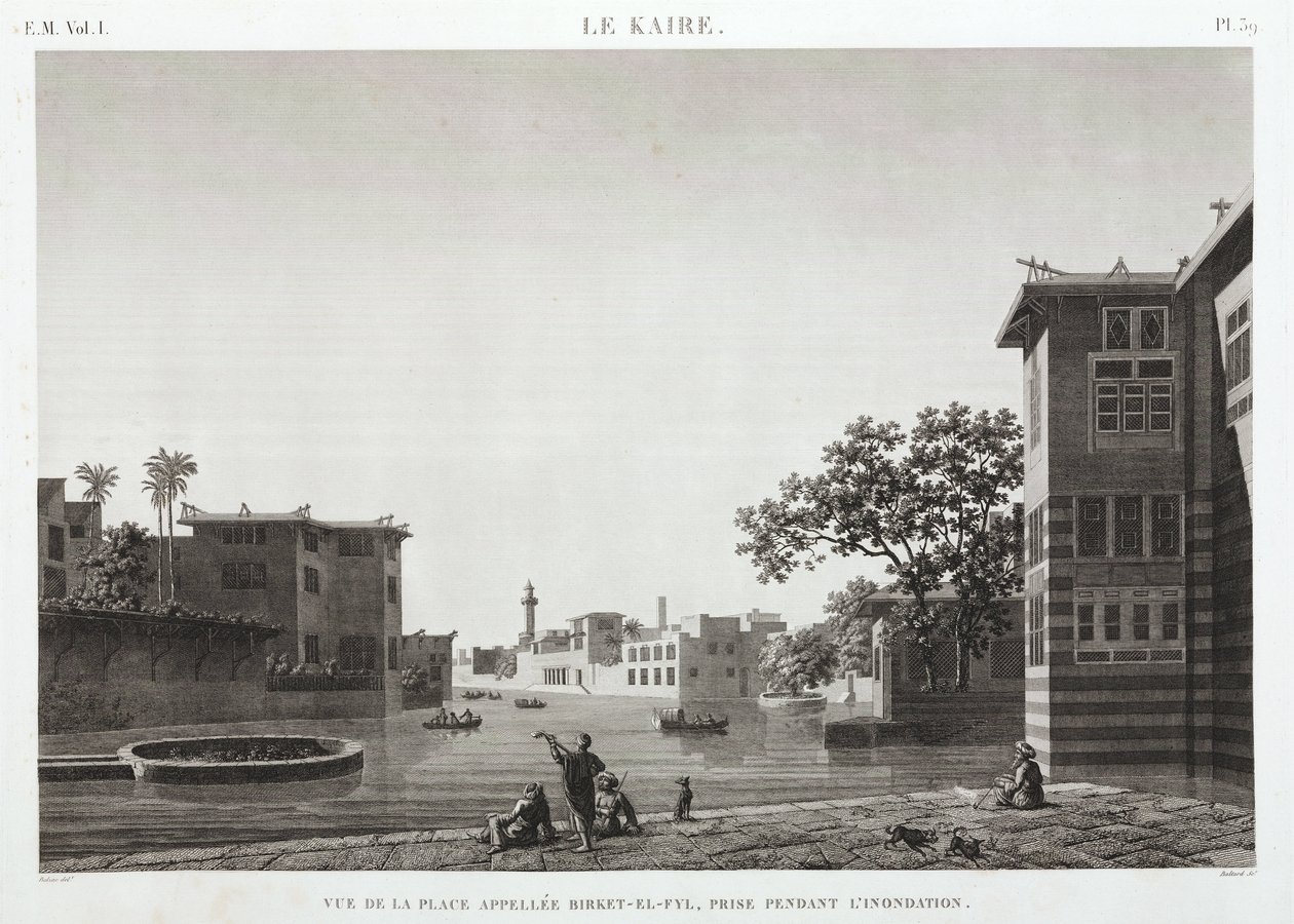 Birket-al-Fyl, Caïro, Egypte, tijdens de overstroming, ca. 1798 door Unbekannt