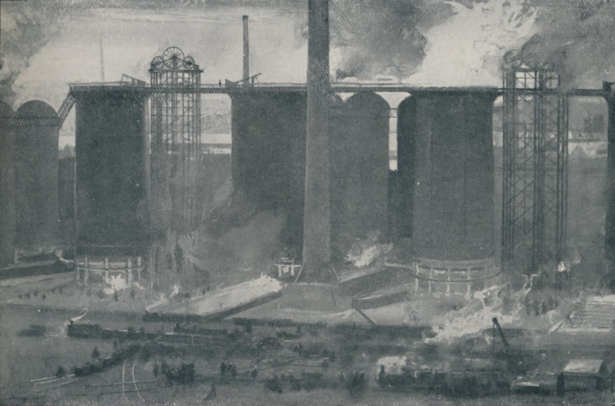 Hoogovens bij Bell Bros. IJzerwerken, Middlesborough, 1910 door Unbekannt