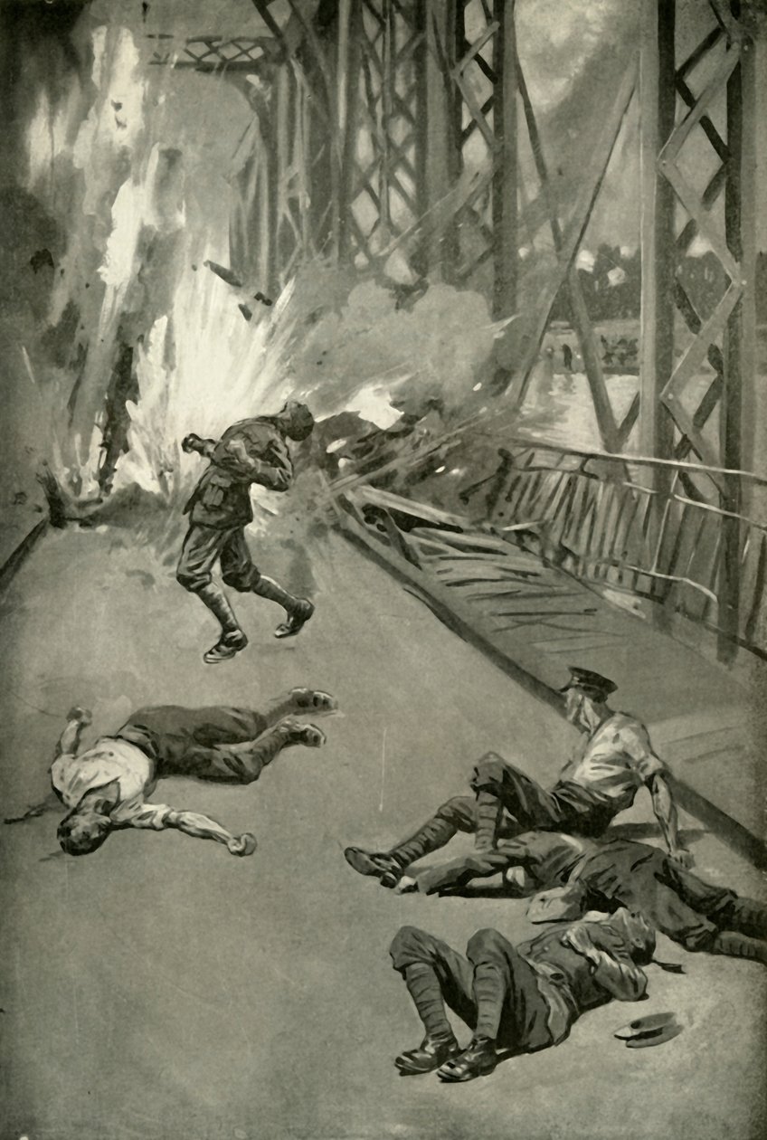 Opblazen van een brug over de Aisne bij Soissons, 1919 door Unbekannt