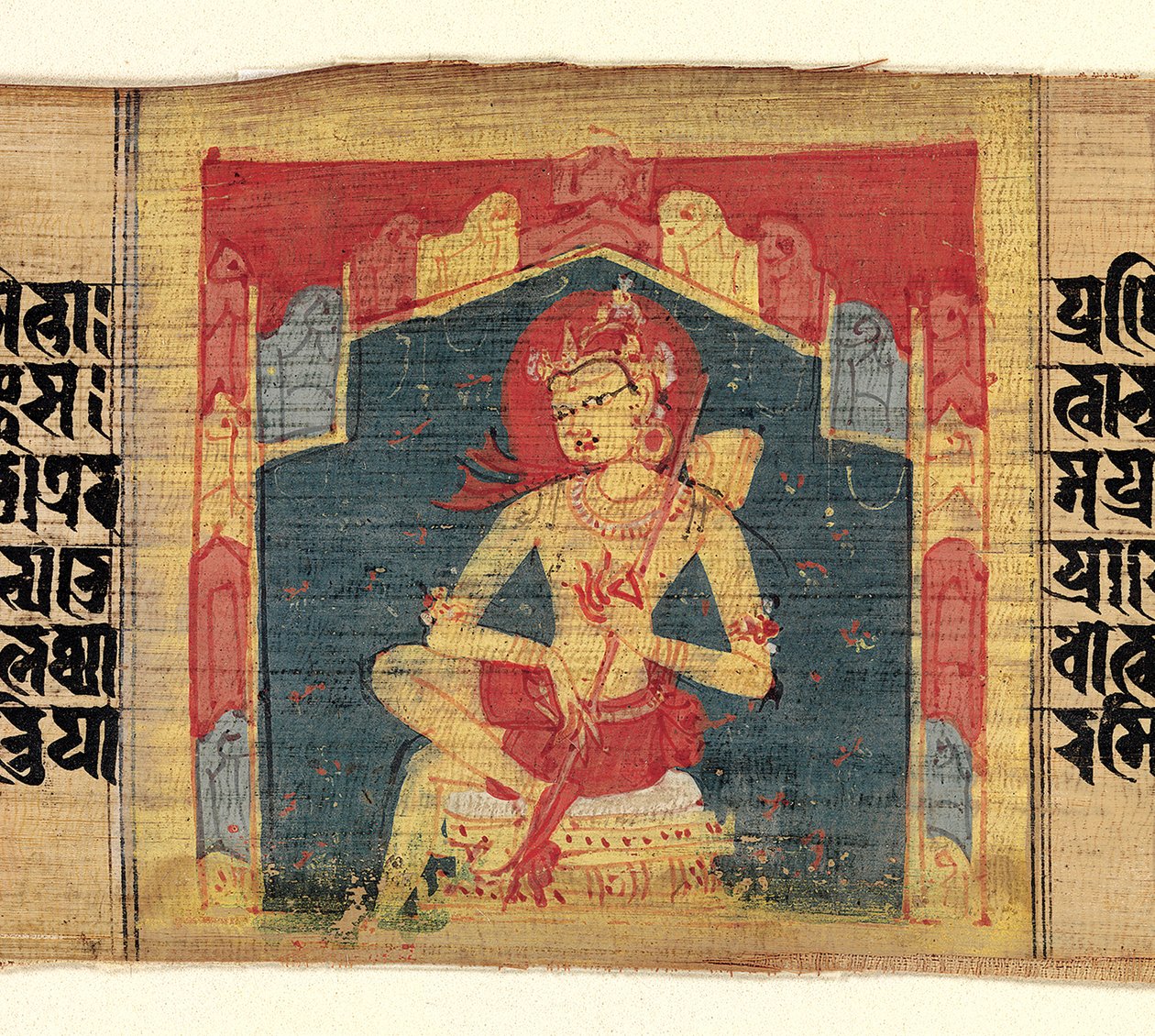Bodhisattva in een Berggrot, Spelend op een Snaarinstrument Vina..., ca. 1090 door Unbekannt
