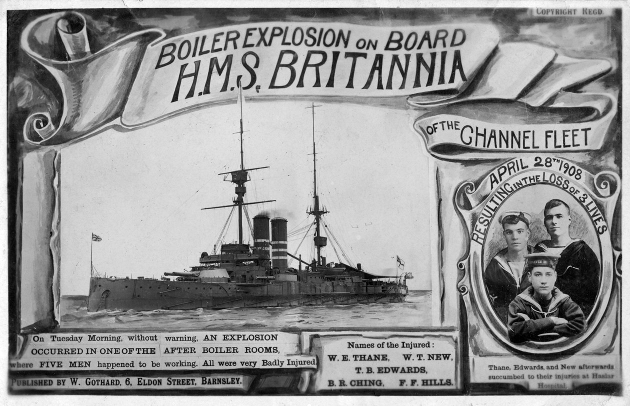 Boilerexplosie aan boord van HMS Britannia, 28 april 1908 door Unbekannt