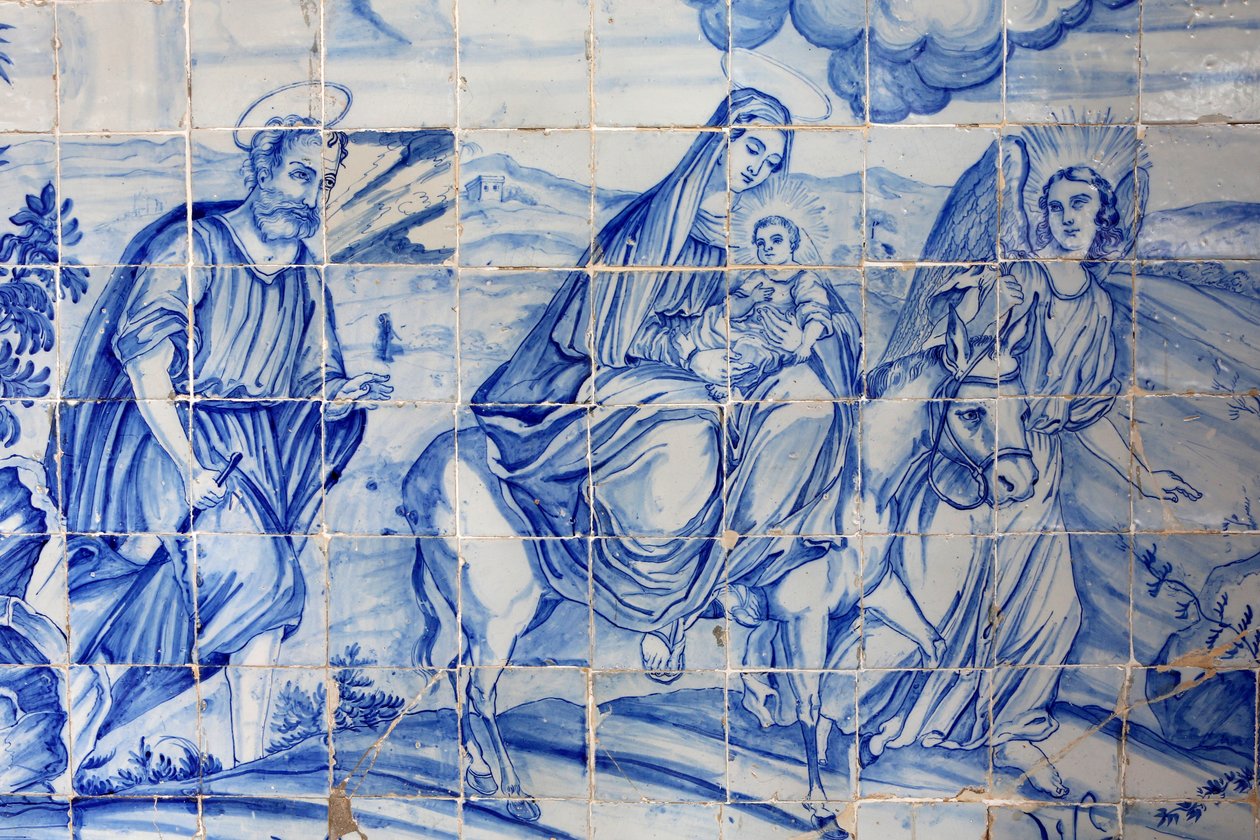 Brazilië, Bahia, Salvador: Azulejo in Bonfim kerk: de vlucht naar Egypte door Unbekannt