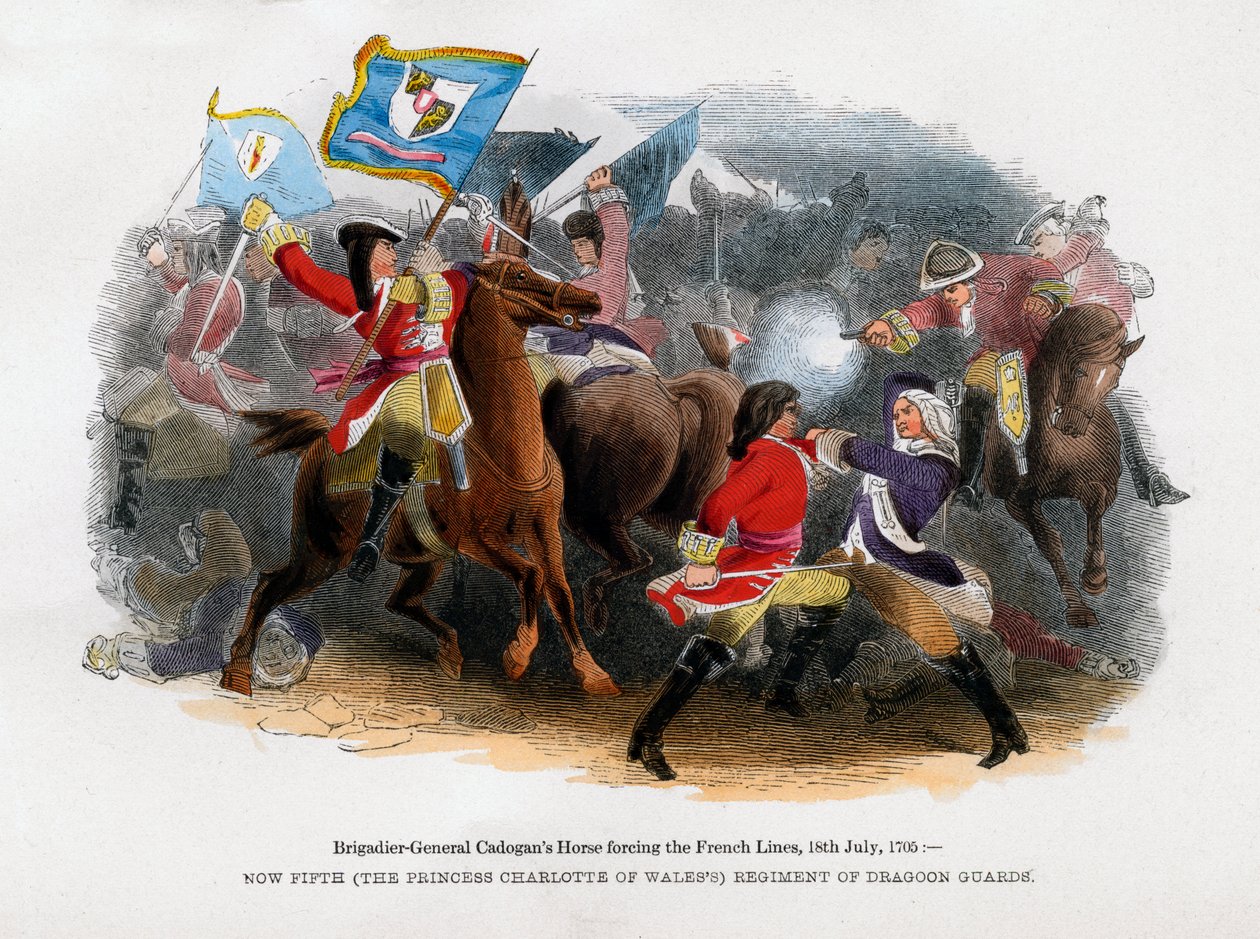 Brigadegeneraal Cadogans paard dwingt de Franse linie, 18 juli 1705 door Unbekannt