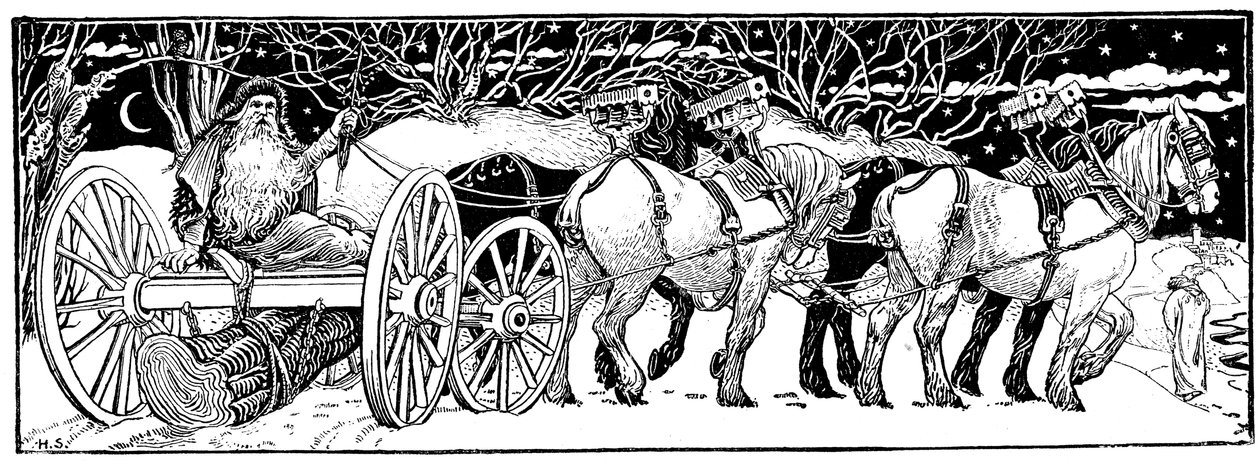 Het Yule-blok thuisbrengen, 1883 door Unbekannt