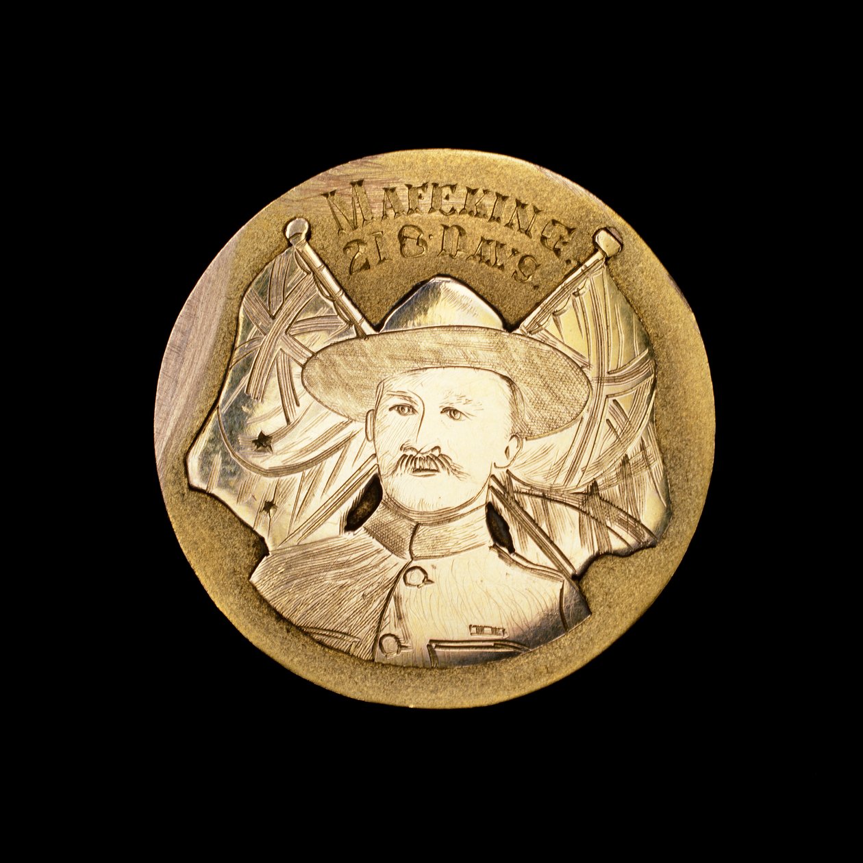 Britse Boerenoorlog medaille ter viering van de verdediging tegen het beleg van Mafeking en afbeelding van Robert Baden-Powell door Unbekannt