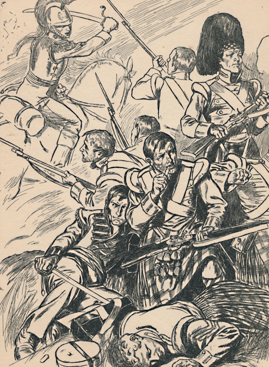 Britse soldaten bij de Slag bij Waterloo, ca. 1907 door Unbekannt