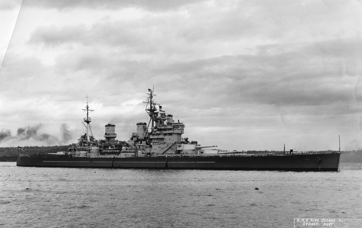 Brits slagschip HMS King George V, Sydney, Australië, 1945 door Unbekannt