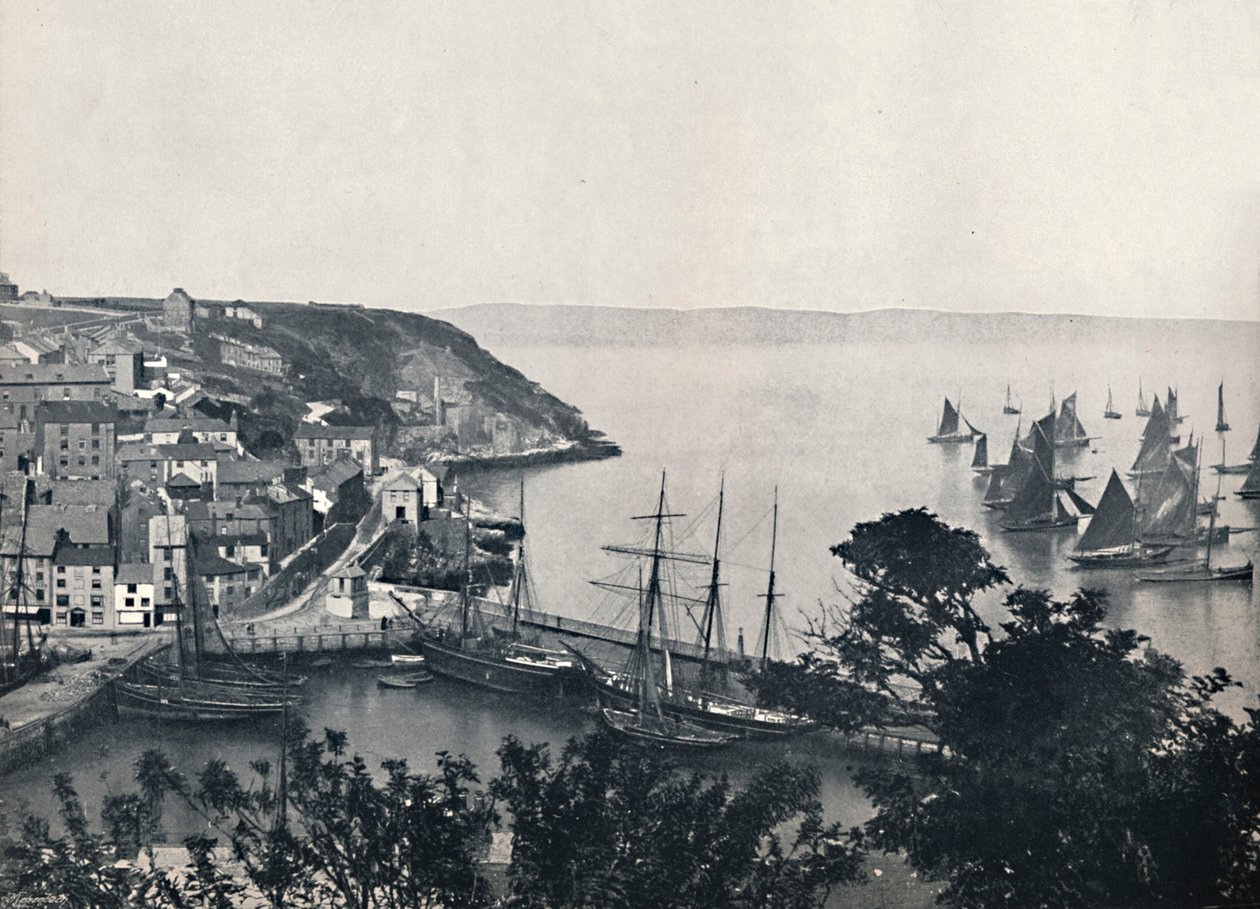 Brixham - De lagere stad, toont vissersvloot, 1895 door Unbekannt