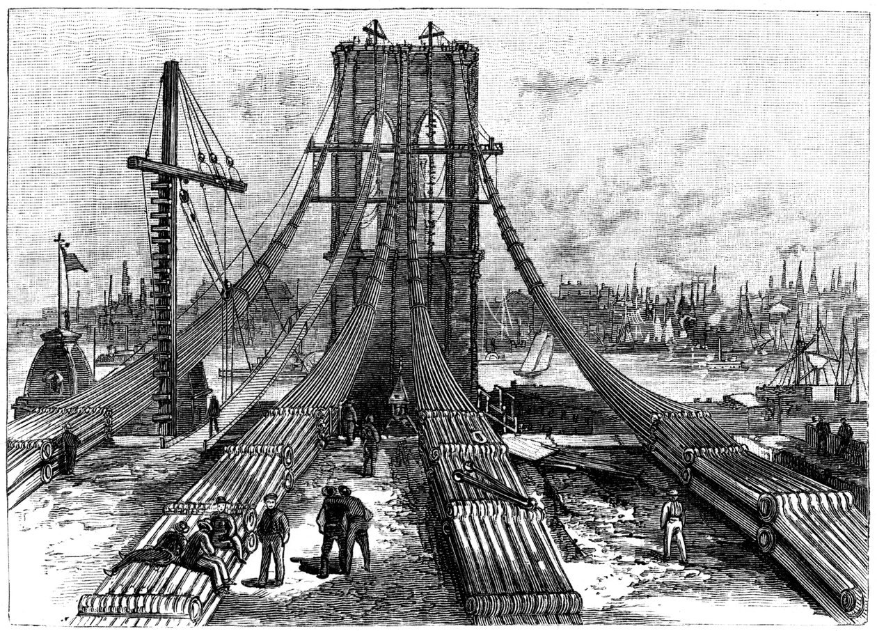 Brooklyn Suspension Bridge, New York, VS: kabelverankering aan de Brooklyn-kant, 1883 door Unbekannt