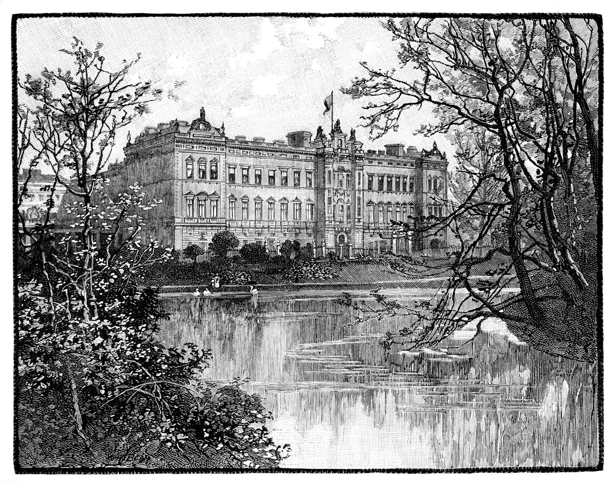 Buckingham Palace vanuit St Jamess Park, Londen, c1888 door Unbekannt