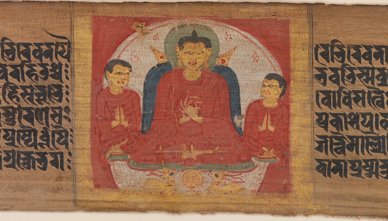 Boeddha met zijn handen opgeheven in Dharmacakra Mudra, ca. 1090 door Unbekannt