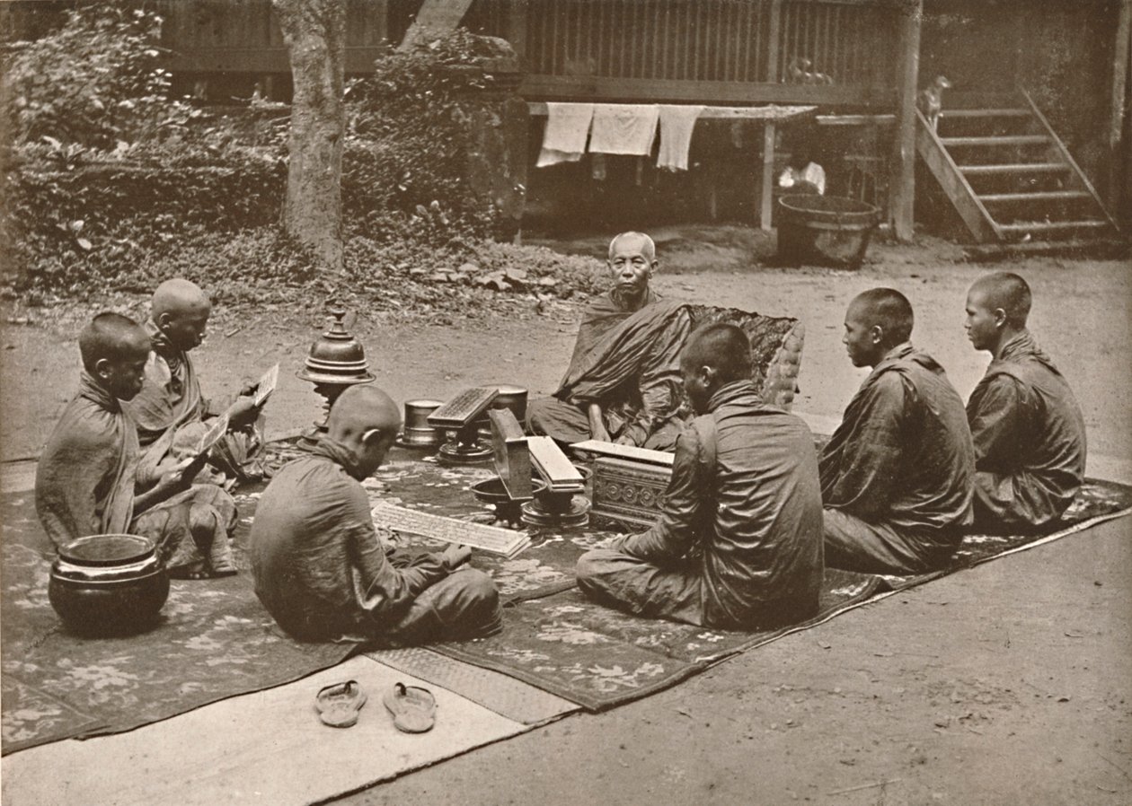Boeddhistische priester met leerlingen, 1900 door Unbekannt