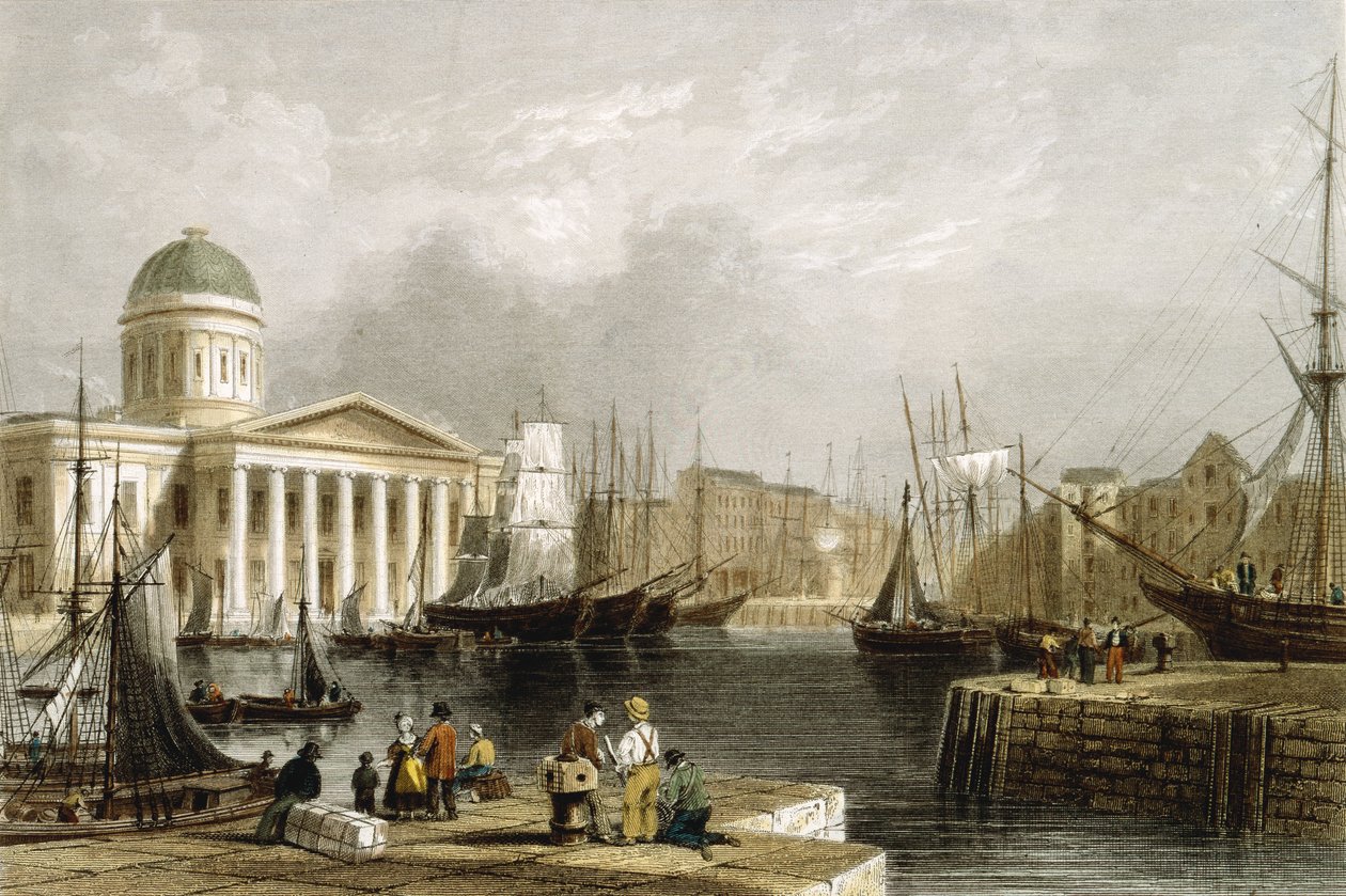 Canning Dock, Liverpool, met het Douanehuis, 1841 door Unbekannt