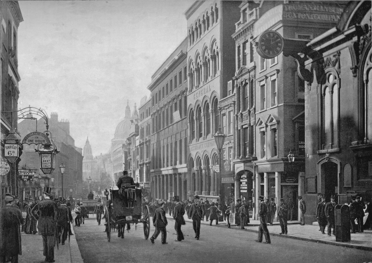 Cannon Street, kijkend naar het westen, City of London, c1910 1911 door Unbekannt