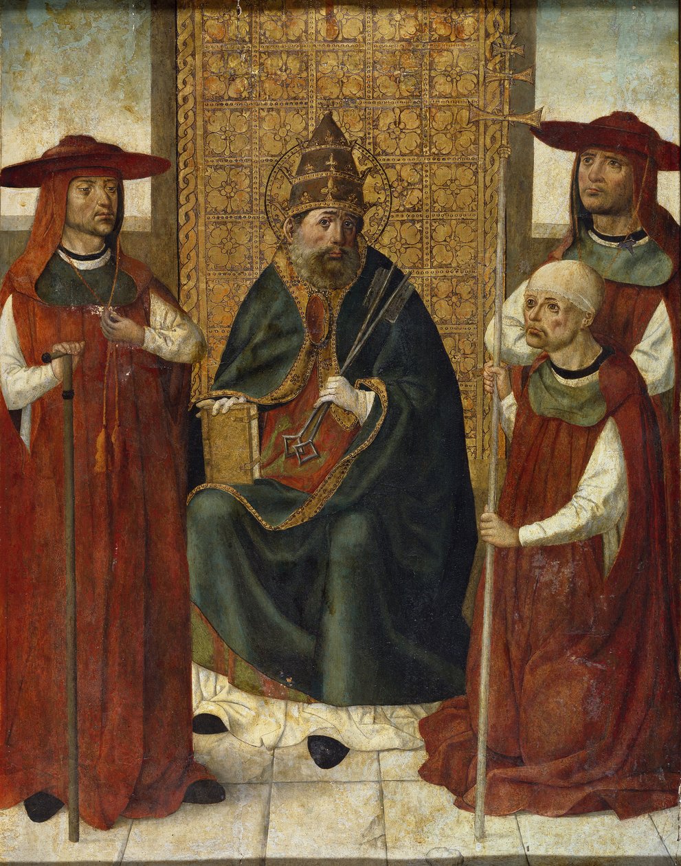 Kardinaal Pedro González de Mendoza 1428-1495 biddend voor Sint-Pieter, 1490-1495 door Unbekannt