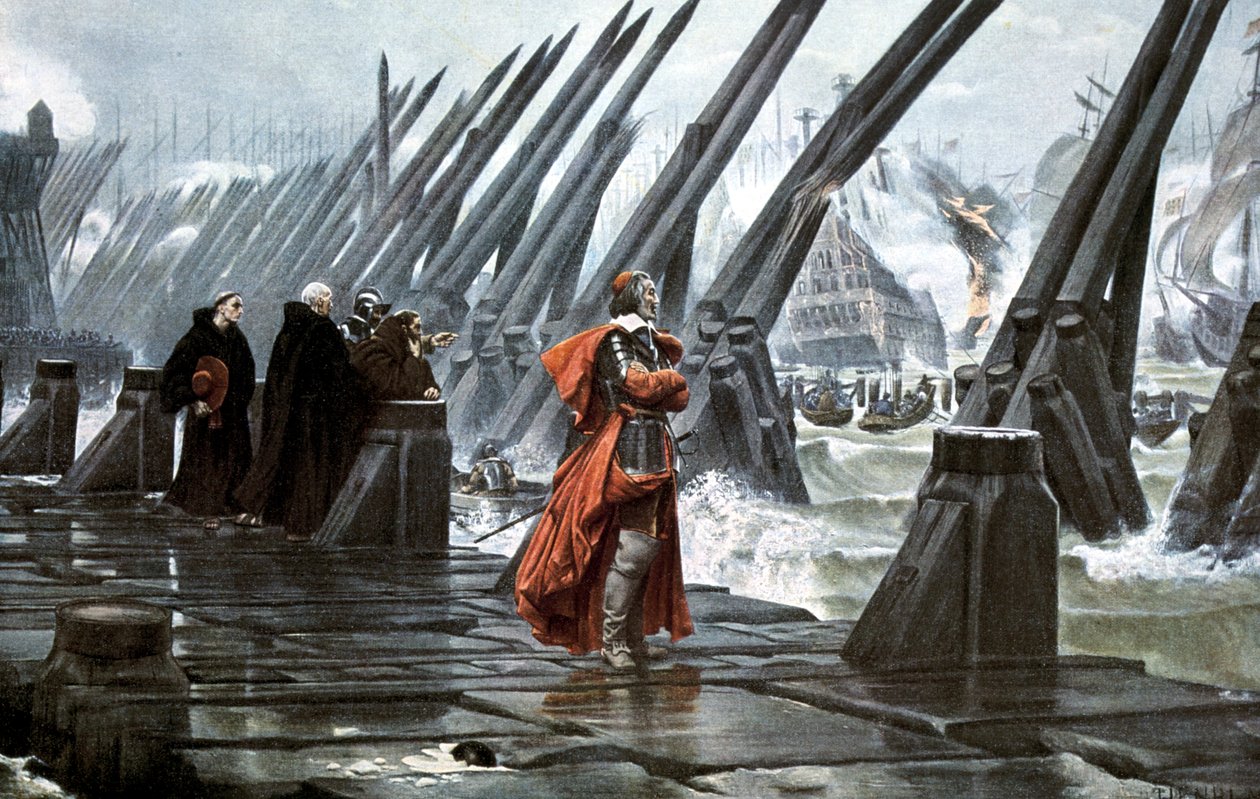 Kardinaal Richelieu bij het beleg van La Rochelle, 1628 begin 20e eeuw door Unbekannt