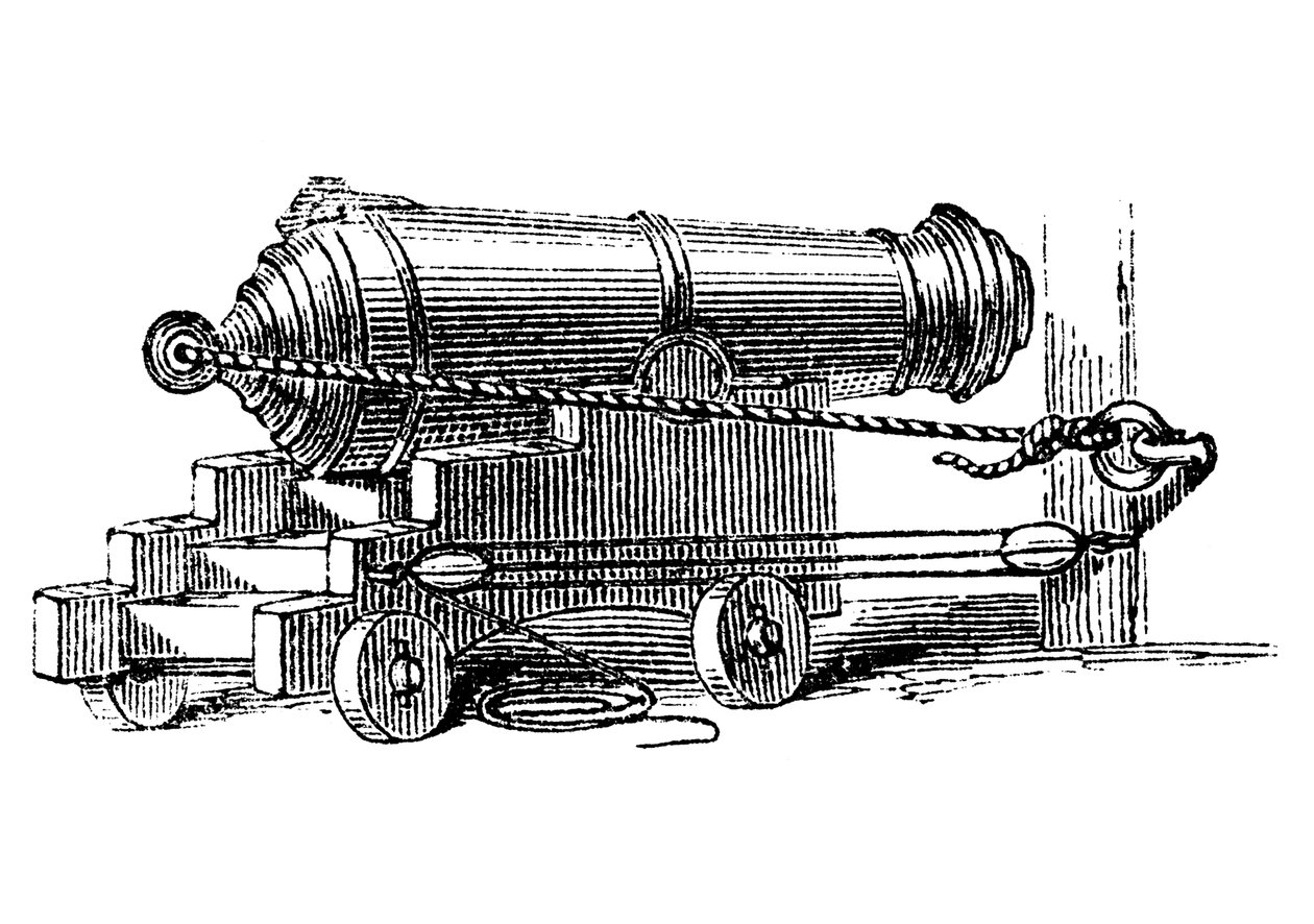 Carronade, kort stuk scheepsgeschut met grote kaliberkamer, zoals een mortier, ca. 1884 door Unbekannt