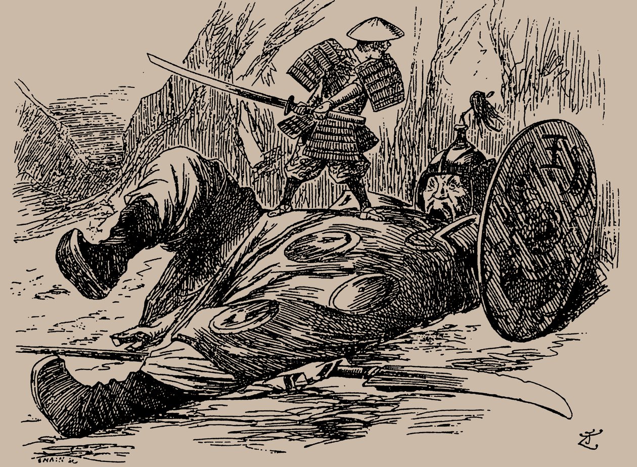 Cartoon over de Eerste Chinees-Japanse Oorlog. Punch, 29 september 1894, 1894 door Unbekannt