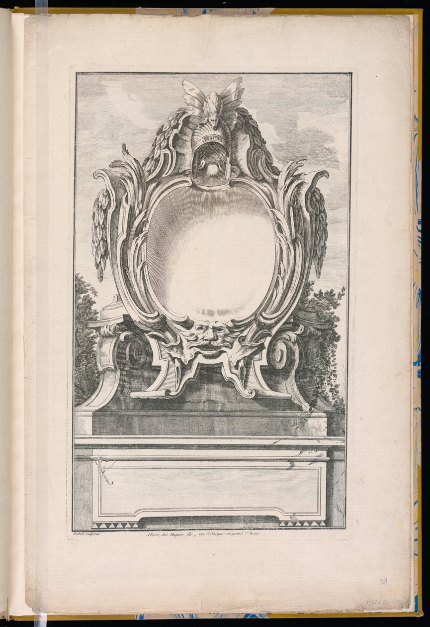 Cartouche Versierd met een Helm en een Masker door Unbekannt