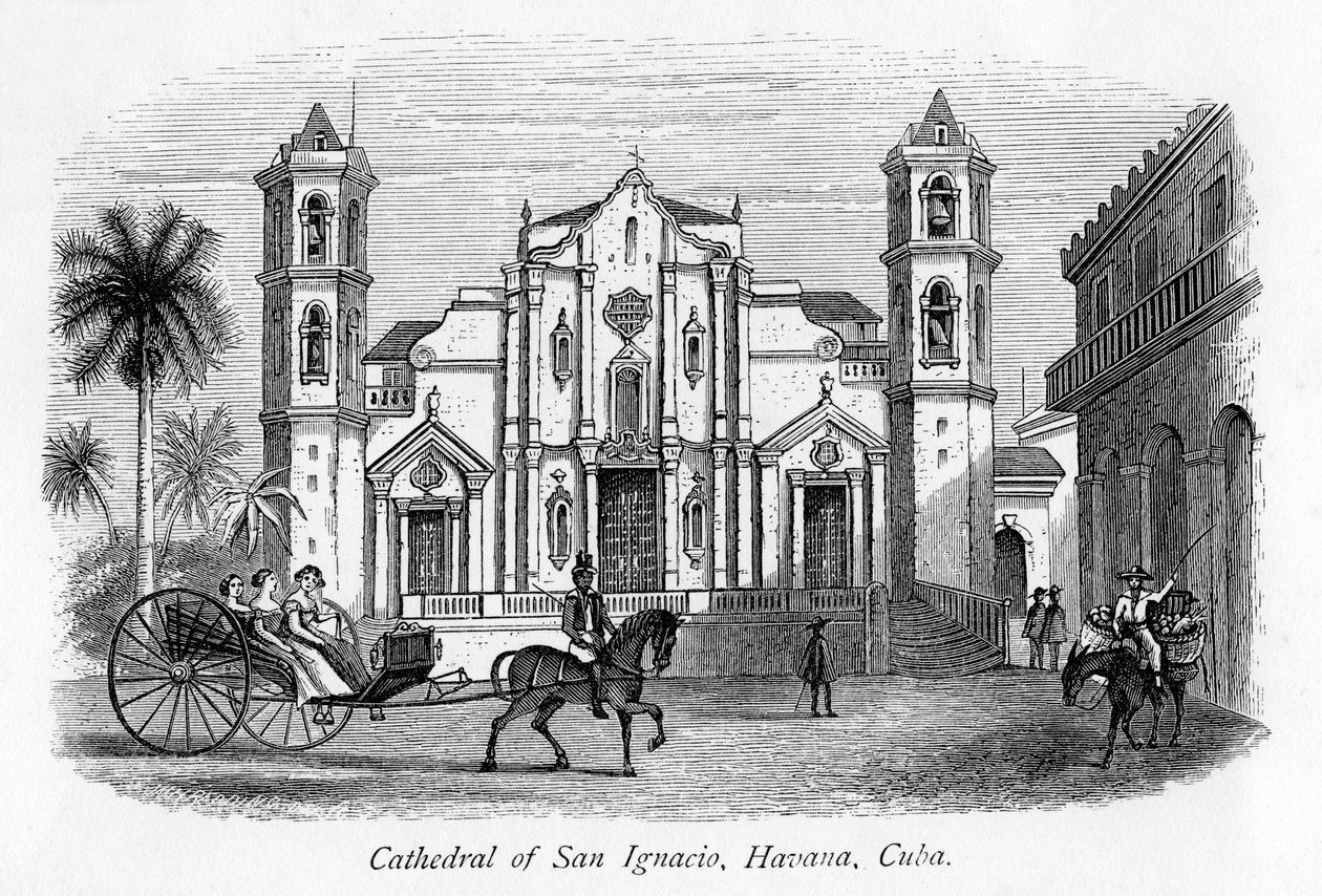 Kathedraal van San Ignacio, Havana, Cuba, 19e eeuw door Unbekannt
