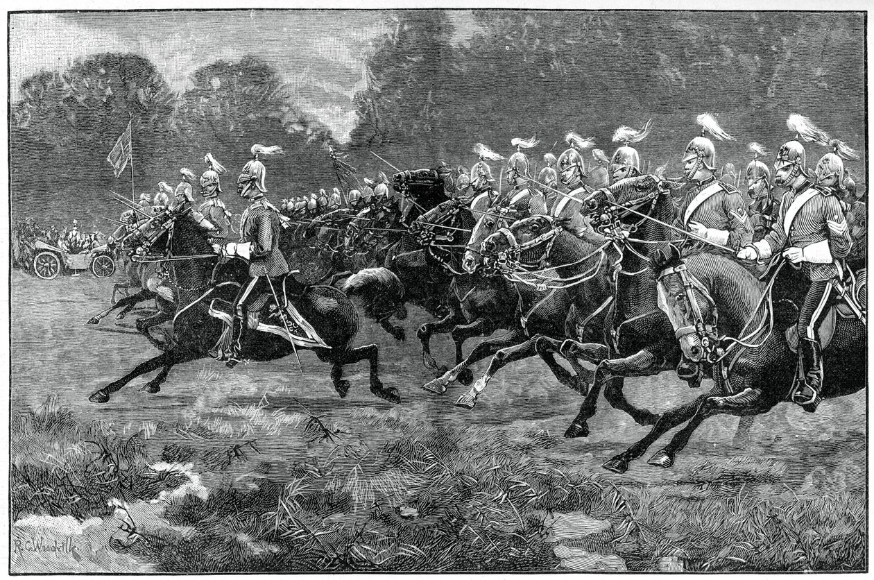 Aanval van de 5e en 7e Dragoon Guards, parade in Windsor Park, 1900 door Unbekannt