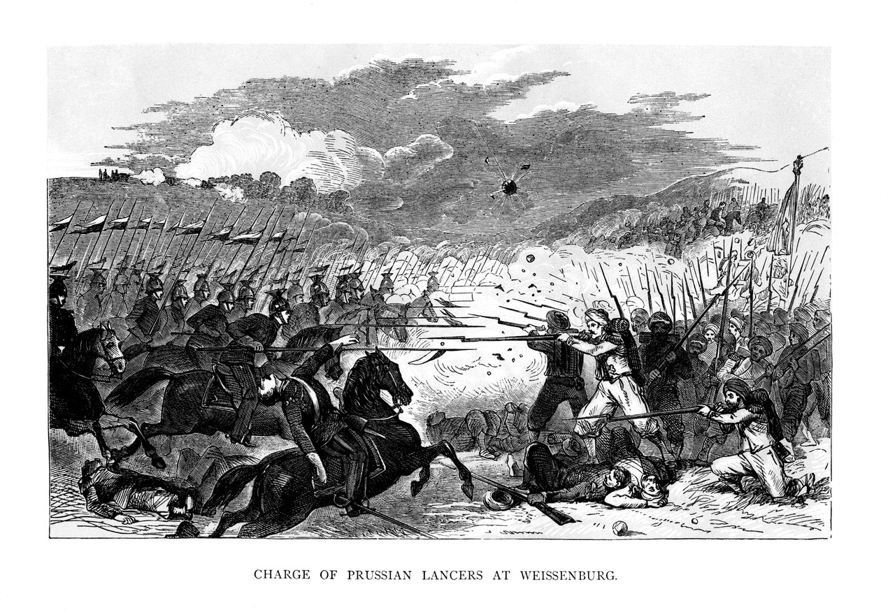 Aanval van de Pruisische Lansiers bij Weissenburg, 1870, 1875 door Unbekannt
