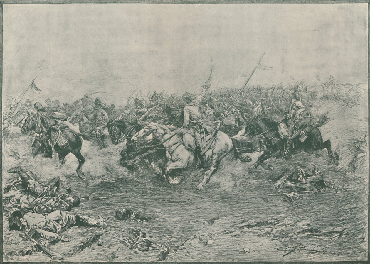 Aanval van de Twaalfde Huzaren bij de Slag bij Marengo, 1800, 1896 door Unbekannt
