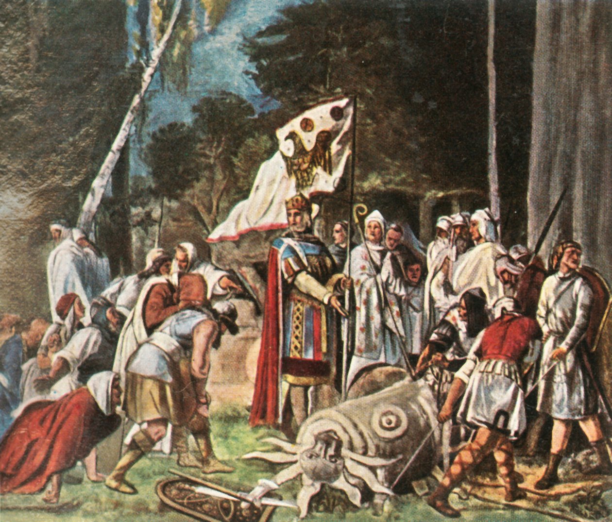 Karel de Grote vernietigt een heidens afgodsbeeld, 1936 door Unbekannt