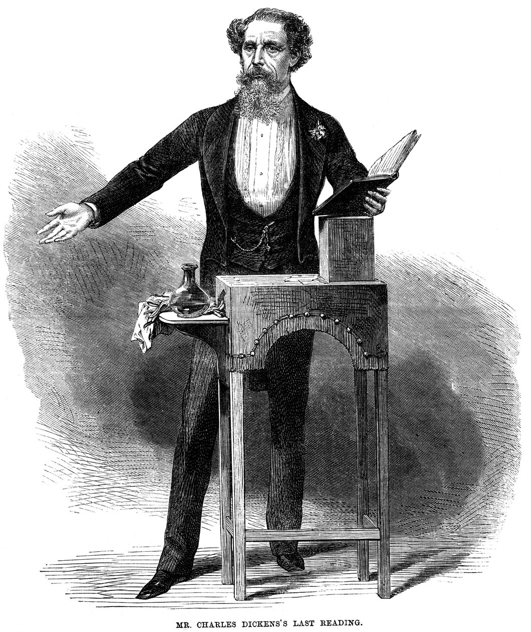 Charles Dickens geeft zijn laatste openbare lezing in St Jamess Hall, Londen, 5 maart 1870 door Unbekannt