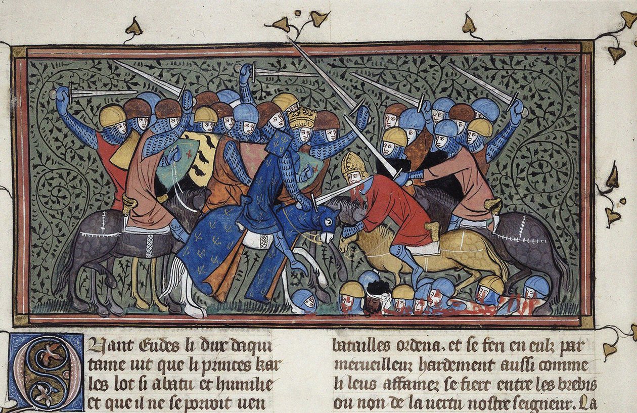 Karel Martel bij de Slag bij Tours, ca 1332-1350 door Unbekannt