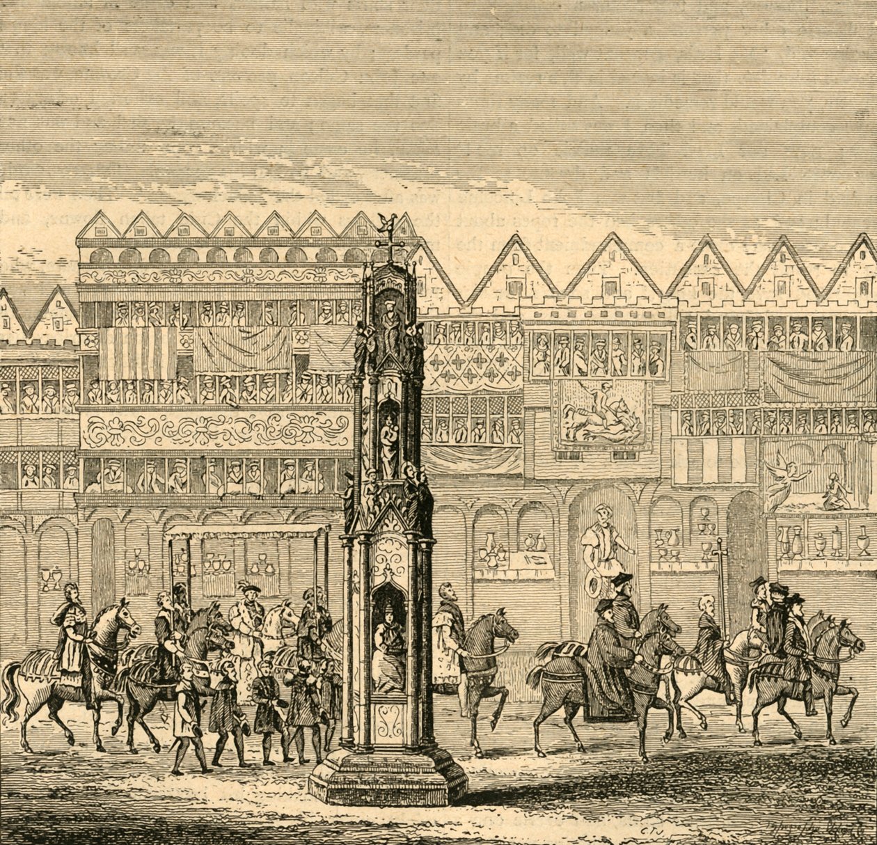Cheapside Cross, zoals het verscheen in 1547, 1897 door Unbekannt
