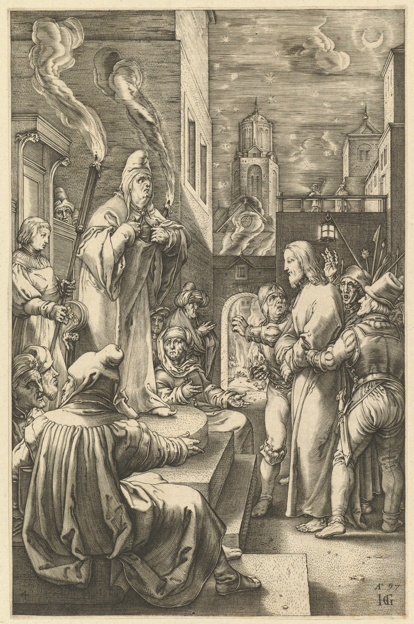 Christus voor Kajafas, uit De Passie van Christus door Unbekannt