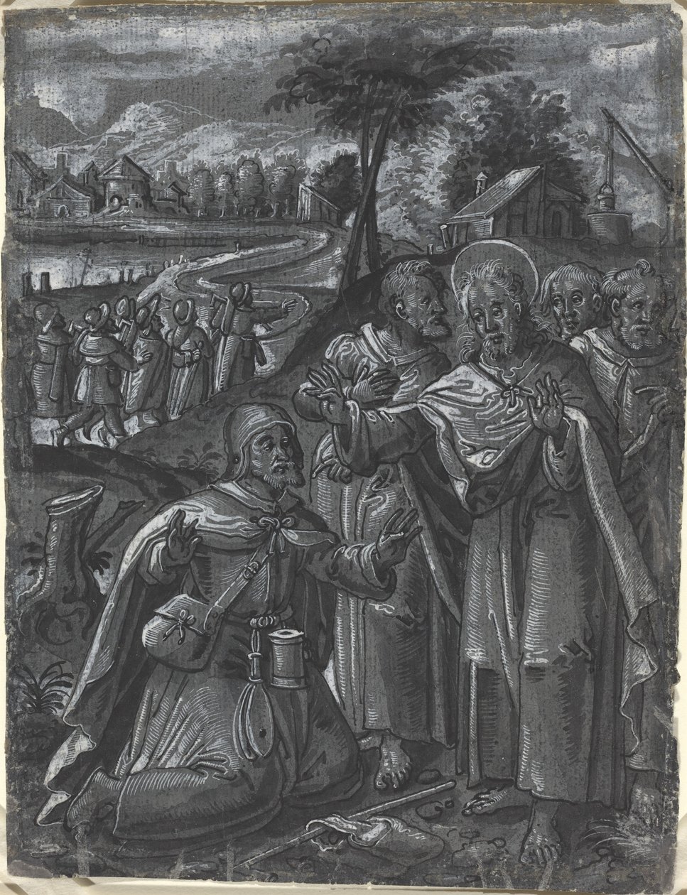 Christus in discussie met de dokters [recto], ca. 1600 door Unbekannt