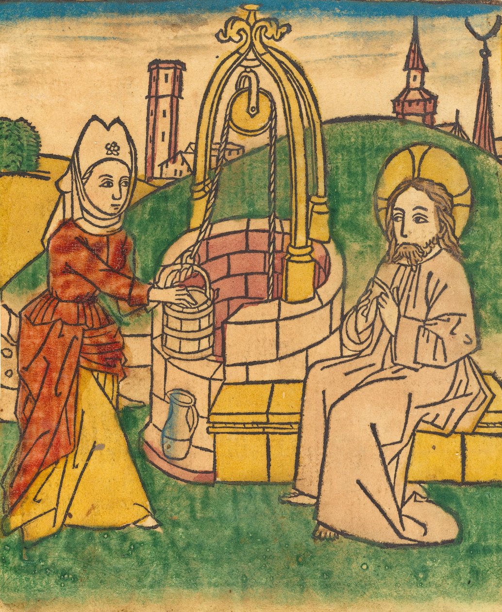 Christus en de Vrouw van Samaria, waarschijnlijk 1485 door Unbekannt