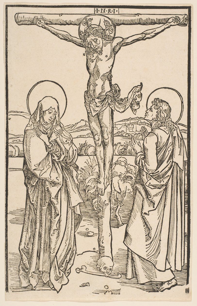 Christus aan het kruis met de Maagd en Sint Jan door Unbekannt