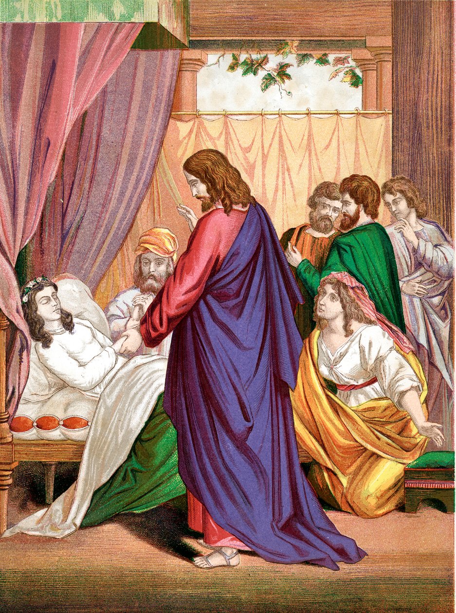 Christus wekt de dochter van Jairus, gouverneur van de synagoge, op uit de dood, midden 19e eeuw door Unbekannt