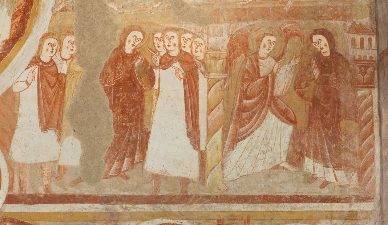 Kerk (Église Saint-Martin). Interieur. Muurschilderingen (fresco). Westelijke muur van het schip (detail) door Unbekannt